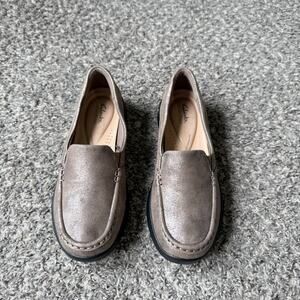Clarks Ellowyn Lux Women Slip-Ons Loafers Shoes Bronze Metallic 9 W Comfort NEW